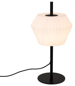Lampada da tavolo da esterno moderna nera con paralume bianco IP44 - Robbert