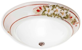 Plafoniera Classica Capua Ceramica E Ottone Satinato Decorato 1 Luce E27