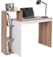 Scrivania Libreria 4 Ripiani Tavolo Porta Pc Computer Legno Casa Ufficio Noce