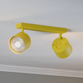 Argon Faretto da soffitto Chloe orientabile a 2 luci, giallo