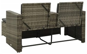 Set Divani da Giardino 3 pz con Cuscini in Polyrattan Grigio