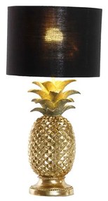 Lampada da tavolo DKD Home Decor Ananas Nero Dorato Poliestere Resina 50 W (24 x 24 x 47 cm)
