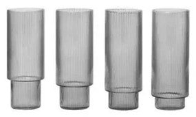 Ripple Long Drink Bicchieri Set di 4 Fumé Grigio - Ferm Living