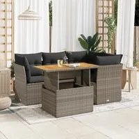 Set Divano da Giardino 5 pz con Cuscini Grigio in Polyrattan 3326923