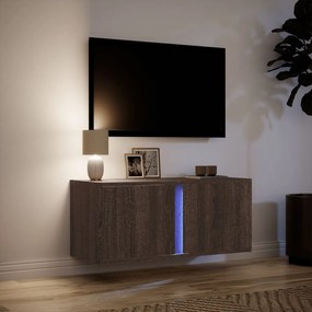 Mobile tv a parete con luci led rovere marrone 80x31x35 cm