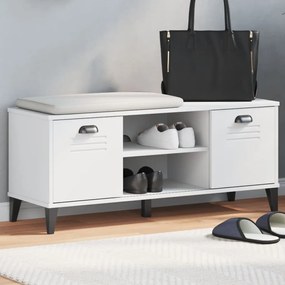 Panca Portascarpe Vıken Bianca 106x35x45 Cm Legno Massello Pino /