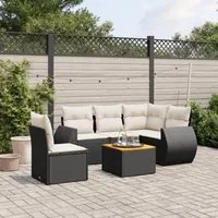 Set Divano da Giardino 6 pz con Cuscini Nero in Polyrattan 3257337