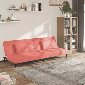 Divano Letto A 2 Posti Con 2 Cuscini Rosa İn Velluto /