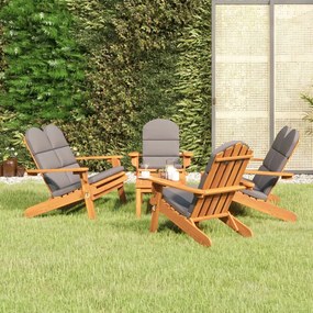 Set Salotto Da Giardino Adirondack 5pz Legno Massello Di Acacia /