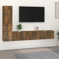 Set di Mobili Porta TV 4 pz Rovere Fumo in Legno Multistrato 3114315