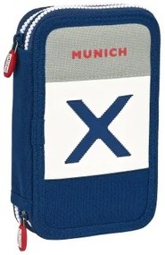 Astuccio per la Scuola con Accessori Munich College Grigio 12.5 x 19.5 x 4 cm (28 Pezzi)