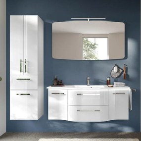 Mobile da bagno sospeso sotto lavabo L 130 x H 48 x P 48 cm bianco lucido, 2 cassetti 2 ante PELIPAL Contea