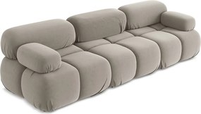 Divano componibile beige con rivestimento in velluto 285 cm Lokua – Makamii