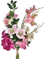 Set 2 Bouquet Artificiali Legato con Helleborus H 52 cm