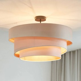 Plafoniera soffitto Jusari Lindby, dimmerabile, Crema / Ambra, Soggiorno / Sala da pranzo, Tessuto / Stoffa / Seta, Moderno, Plafoniera