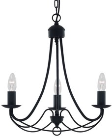 Lampadario Industrial-Nordico Maypole Acciaio Nero 3 Luci E14