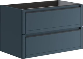 Mobile da bagno sospeso sotto lavabo L 79.5 x H 50 x P 45.5 cm blu opaco, 2 cassetti TRATTO