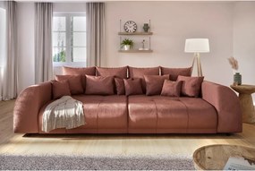 Divano color mattone con rivestimento in velluto a coste 310 cm Vanessa – Ropez