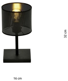 Lampada Da Tavolo Industrial 1 Luce Cigno In Acciaio Nero E Paralume A Cilindro