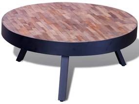 Tavolino da caffè rotondo in legno di teak di recupero