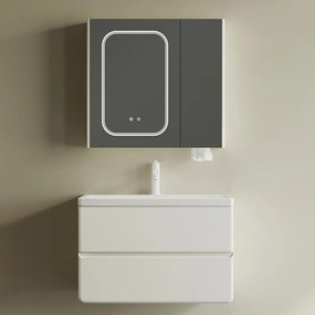 Mobile bagno 80 cm color bianco crema lavabo integrato | KAM-SM80 - KAMALU