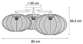 Plafoniera Japandi marrone a 3 luci - Multi Bida