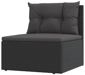 Set Salotto da Giardino 10pz con Cuscini in Polyrattan Nero