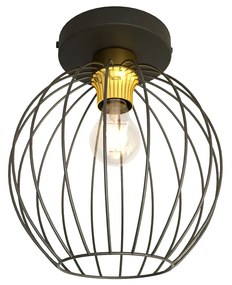 Plafoniera Minimal Industrial Geb 1 Luce Nera E Oro