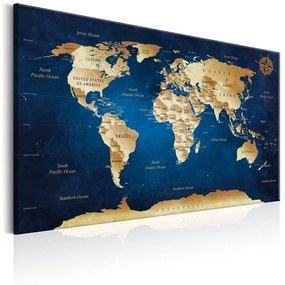 Quadro World Map  The Dark Blue Depths  Colore blu navy, Dimensioni e Misure 90x60