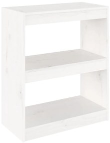 Libreria/divisorio bianco 60x30x71,5 cm in massello di pino