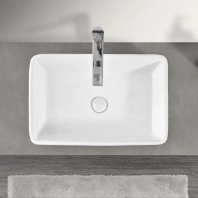 Lavabo da appoggio rettangolare moderno in Ceramica 48x38 cm Bianco lucido