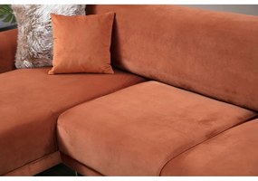 Divano letto angolare marrone arancio con superficie in velluto, angolo sinistro Image - Artie