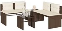 Set Divano da Giardino 4 pz con Cuscini Marrone in Polyrattan 4003879