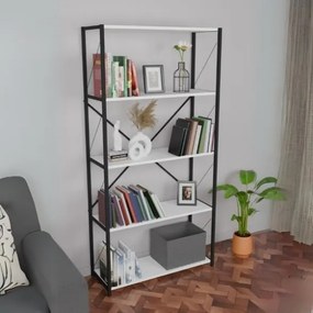 Libreria 5 Ripiani Stile Industrial 88x34x180 Jacob Bianco