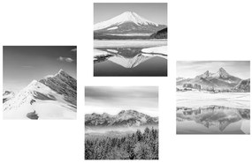 Set di quadri – Montagne innevate in bianco e nero
