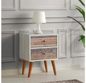 Comodino MALMO 55x40 cm bianco/marrone