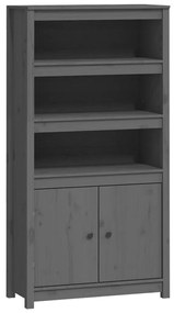 Credenza grigio 80x35x154 cm in legno massello di pino