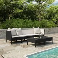 Set Divani da Giardino 9 pz con Cuscini in Polyrattan Nero 3056982