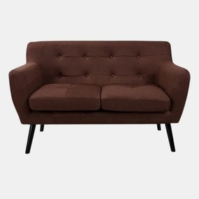 Divano 2 Posti Ellen L130 cm in Tessuto con Gambe Legno - Marrone