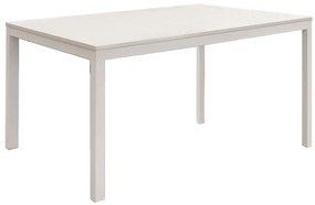 Tavolo TROPEA in legno, finitura bianco frassinato e metallo verniciato bianco, allungabile 140×80 cm – 190×80 cm