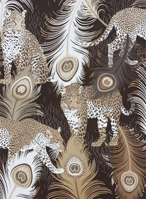 Matthew Williamson Carta da parati Leopardo - Black/ Metallic Antique Gold/ Taupe