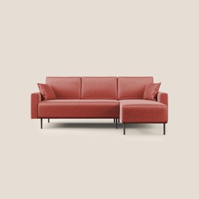 Arthur divano moderno angolare in velluto morbido impermeabile T01 salmone Destro
