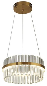 Lampadario Classico Sparta Acciaio Oro Vetro Trasparente Led 19,64W 4000K