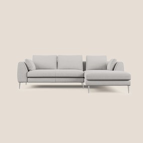 Plano divano moderno angolare con penisola in microfibra smacchiabile T11 grigio chiaro