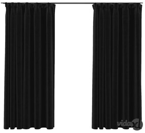 vidaXL Tende Oscuranti con Ganci Effetto Lino 2 pz Antracite 140x175cm