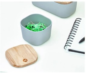 Scatola grigia con coperchio in legno di paulownia , 9 x 9 cm Eco - iDesign