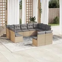 Set Divani da Giardino 11 pz con Cuscini Beige in Polyrattancod mxl 111754