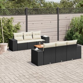 Set divani da giardino con cuscini 7pz nero polyrattan