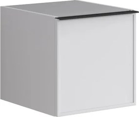 Base laterale Pixel con anta Frame laccato opaco bianco e maniglia alluminio nero opaco L.40 H.40 P.45,5 cm.