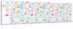 Stampa su tela – Giocattoli per bambini in colori pastello